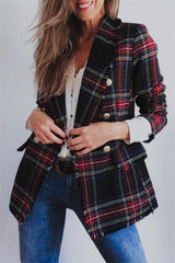 High Street Tweed Chic Plaid Blazer