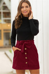 High Waist Elastic Pocket A-line Skirt