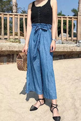 High-waisted Belt Wide Leg Jeans