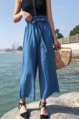 High-waisted Belt Wide Leg Jeans