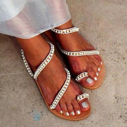 Imitation Pearl Pu Sandals Flip-flops Summer Sandals