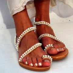 Imitation Pearl Pu Sandals Flip-flops Summer Sandals