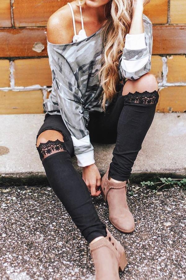 Lace Cut Out Skinny Pants