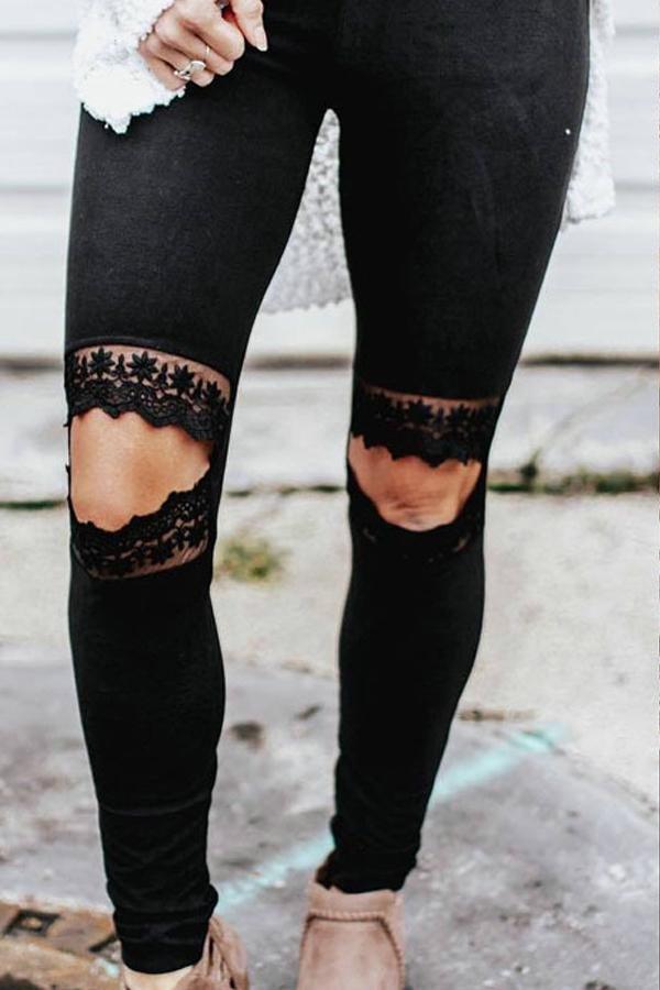 Lace Cut Out Skinny Pants