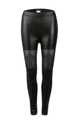 Lace Hollow Out Leather Pants