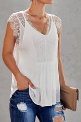 Lace Stitching V-neck Loose Blouse