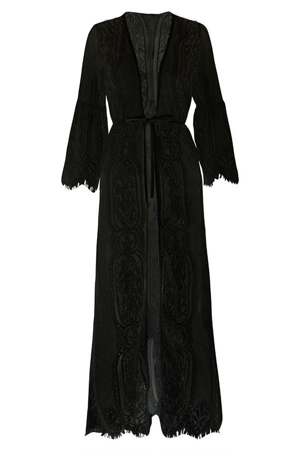 Lace Tie Front Beach Cover Up