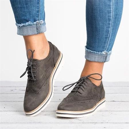 Lace Up Perforated Oxfords Shoes Plus Size Casual Shoes