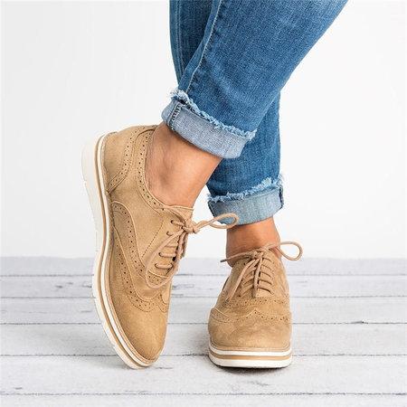Lace Up Perforated Oxfords Shoes Plus Size Casual Shoes