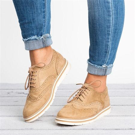 Lace Up Perforated Oxfords Shoes Plus Size Casual Shoes