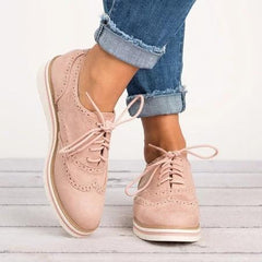 Lace Up Perforated Oxfords Shoes Plus Size Casual Shoes
