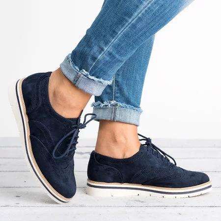 Lace Up Perforated Oxfords Shoes Plus Size Casual Shoes