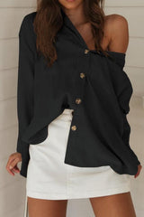 Lapel Long Sleeved Loose Shirt