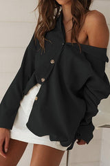 Lapel Long Sleeved Loose Shirt
