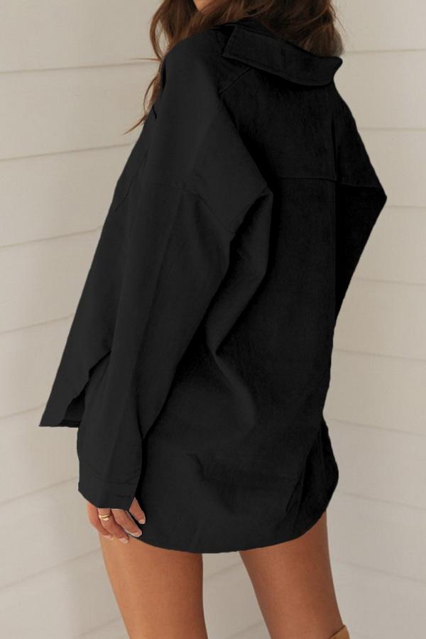 Lapel Long Sleeved Loose Shirt