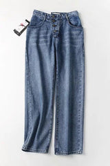 Leisure Buttons Straight Jeans