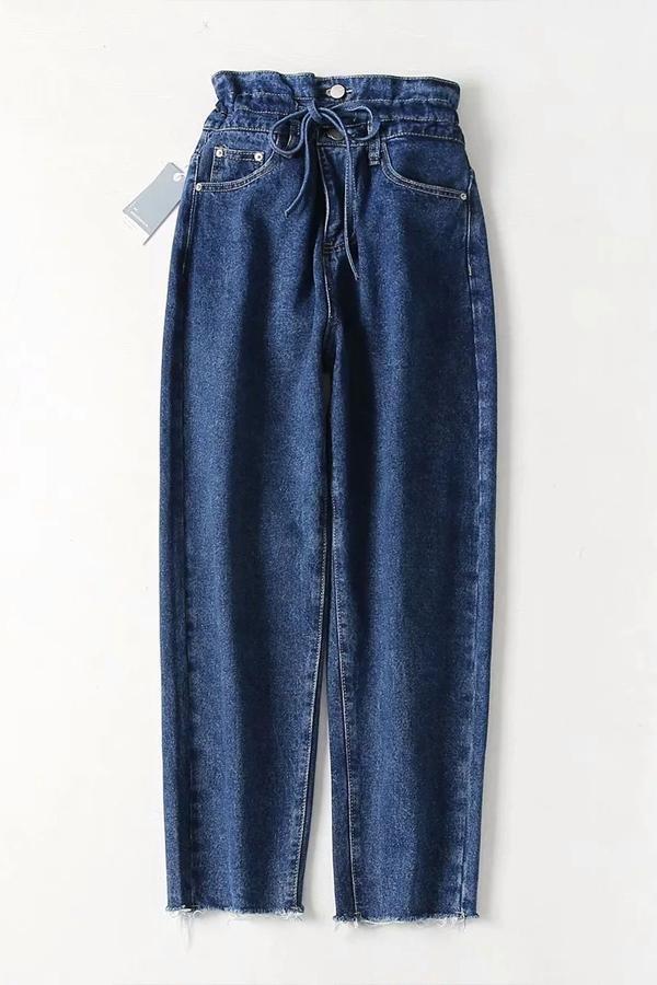 Leisure Drawstring Loose Jeans