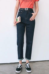 Leisure High-waisted Straight Jeans