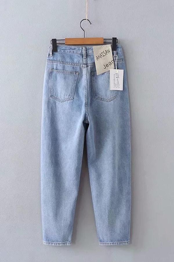 Leisure Zip Fly High-waisted Jeans