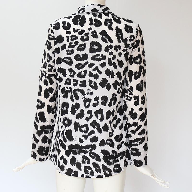 Leopard Print V-neck Long Sleeve Chiffon Jacket