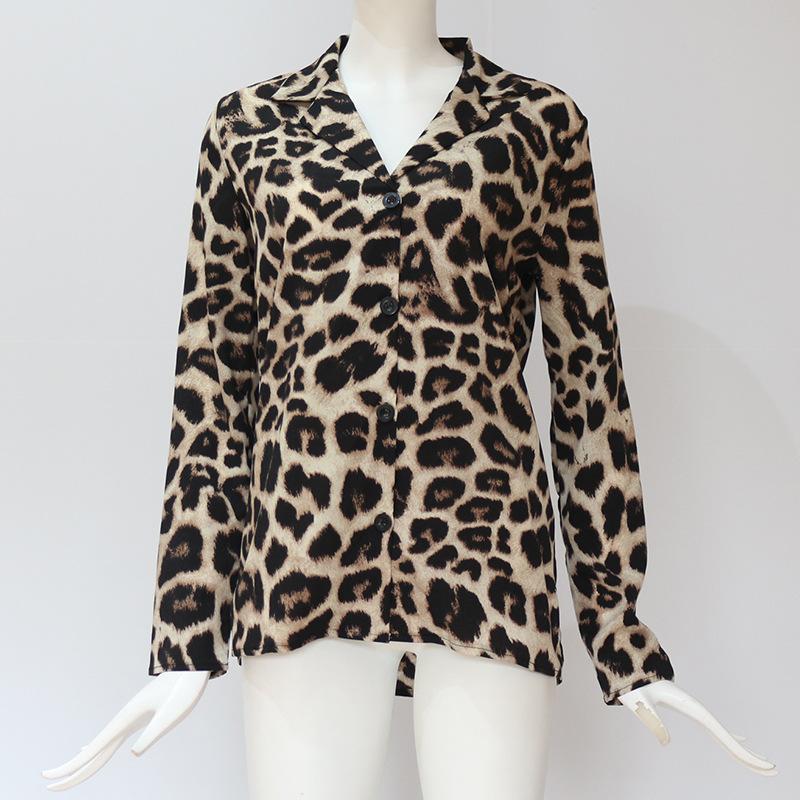 Leopard Print V-neck Long Sleeve Chiffon Jacket