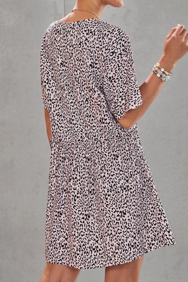 Leopard Print V-neck Loose Dress