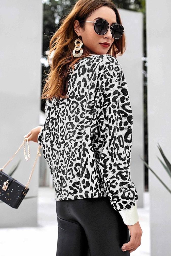 Leopard Round Neck Loose Sweater
