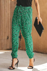 Leopard Straight Belt Pants