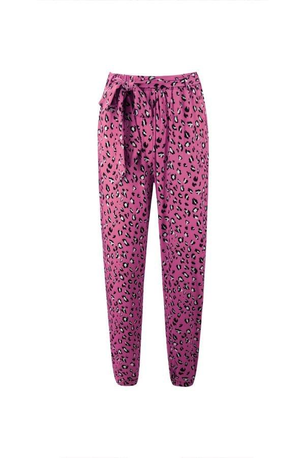 Leopard Straight Belt Pants