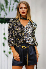 Leopard Three Quarter Length Sleeve Blouse