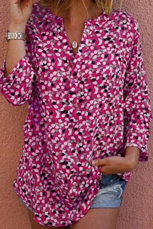 Long Sleeve Printed Casual Button Shirt
