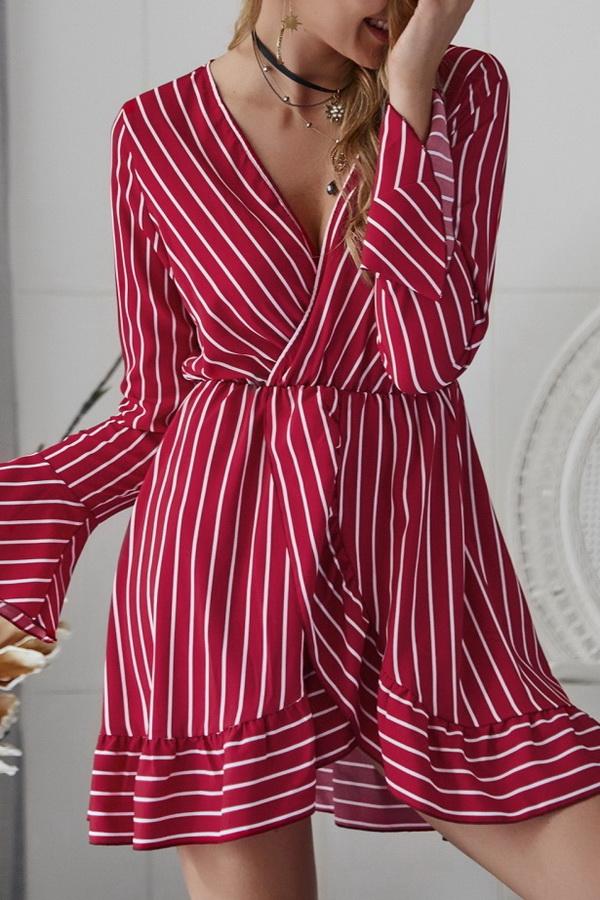 Long Sleeve Striped Mini Dress