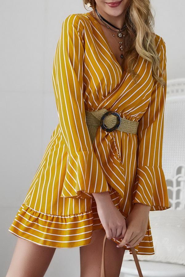 Long Sleeve Striped Mini Dress