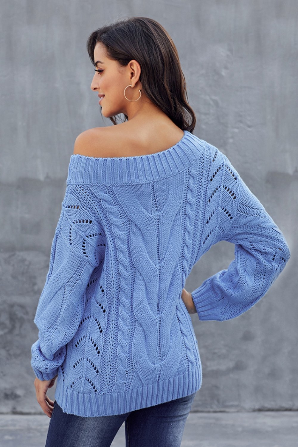 Loose Cable Solid Color Pullover