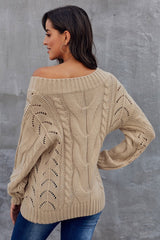 Loose Cable Solid Color Pullover