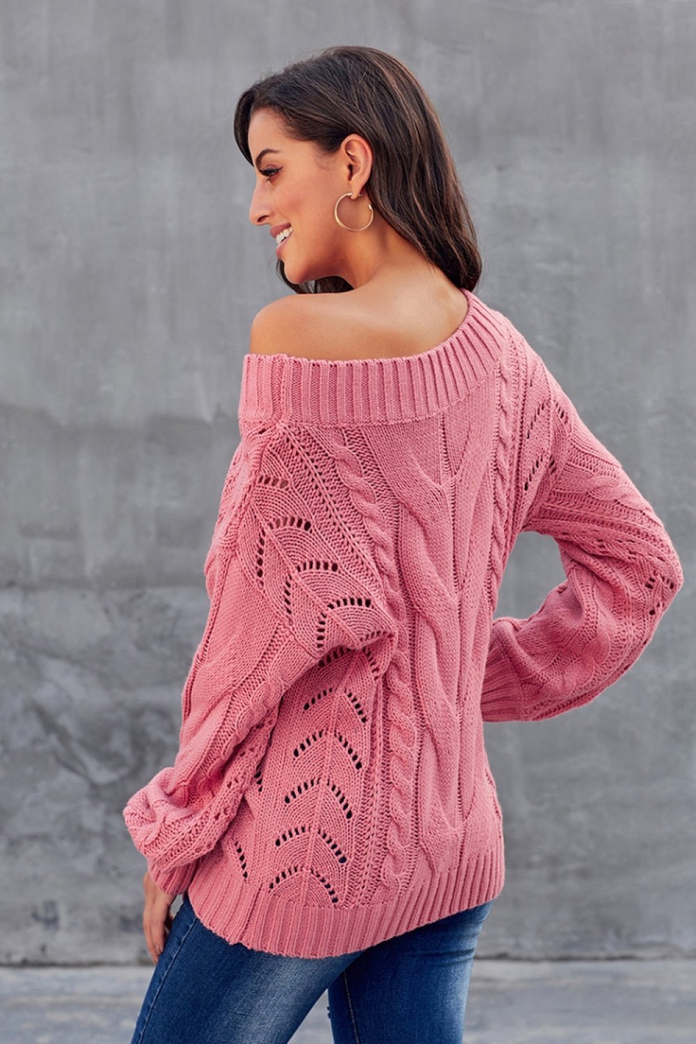 Loose Cable Solid Color Pullover