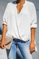 Loose Front-middle Cross Seven-sleeve Shirt