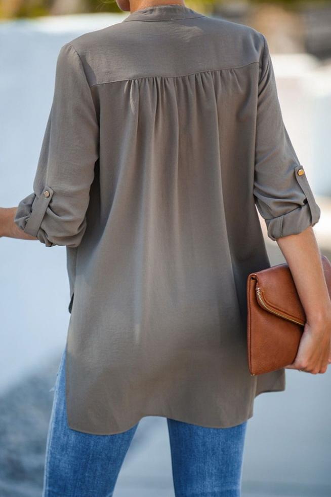 Loose Front-middle Cross Seven-sleeve Shirt