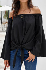 Loose Off-the-shoulder Trumpet Sleeve Shirt