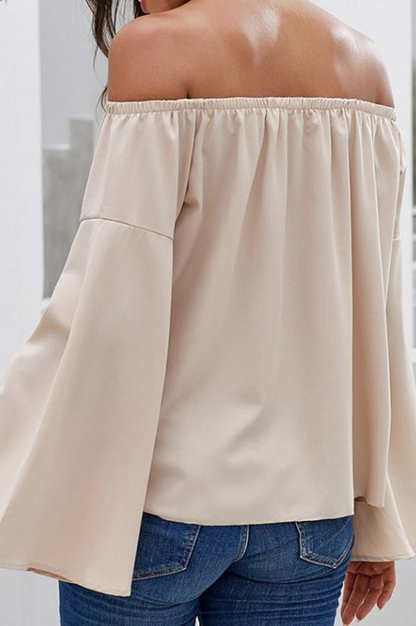 Loose Off-the-shoulder Trumpet Sleeve Shirt