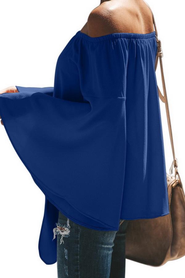 Loose Off-the-shoulder Trumpet Sleeve Shirt