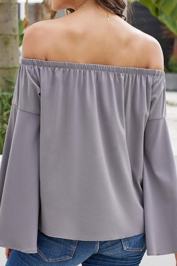 Loose Off-the-shoulder Trumpet Sleeve Shirt