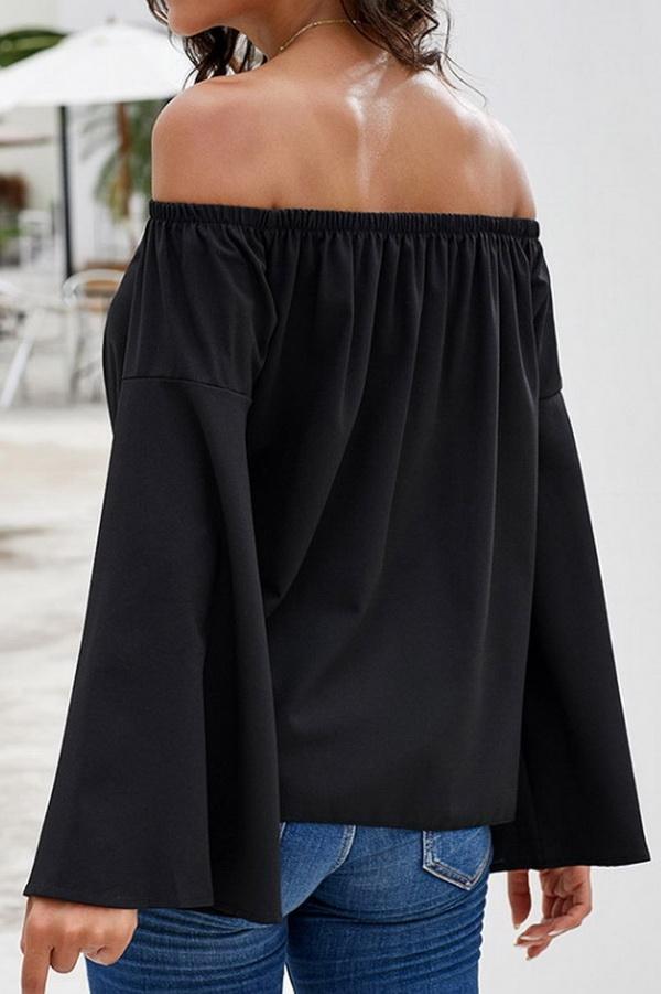 Loose Off-the-shoulder Trumpet Sleeve Shirt