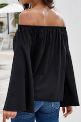 Loose Off-the-shoulder Trumpet Sleeve Shirt