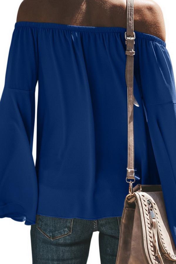 Loose Off-the-shoulder Trumpet Sleeve Shirt