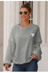 Love Embroidery Loose Plush Pullover