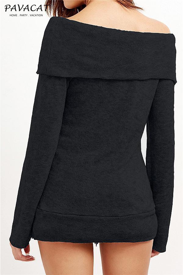 Off Shoulder Side Split Dipped Hem Knit Jumper