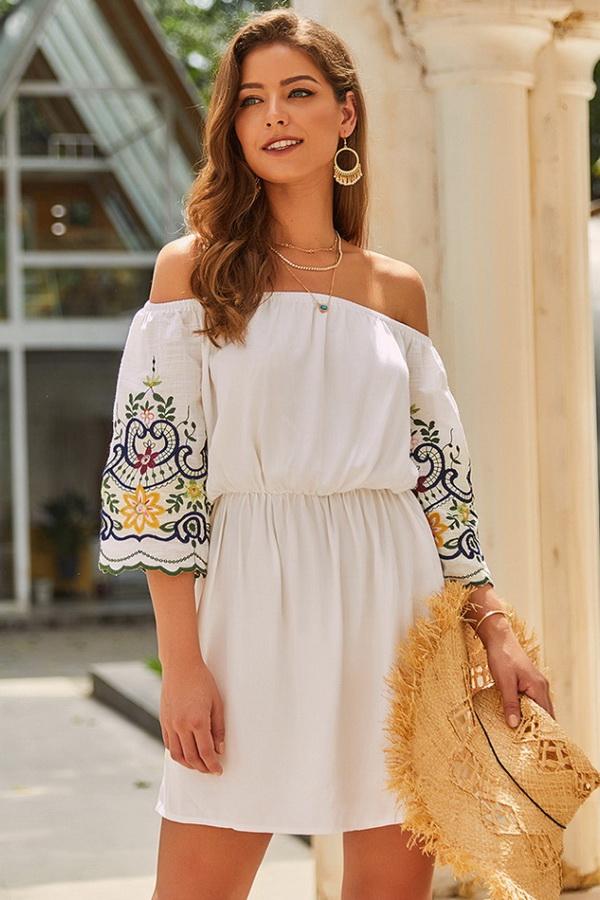 Off The Shoulder Half Sleeve Dress