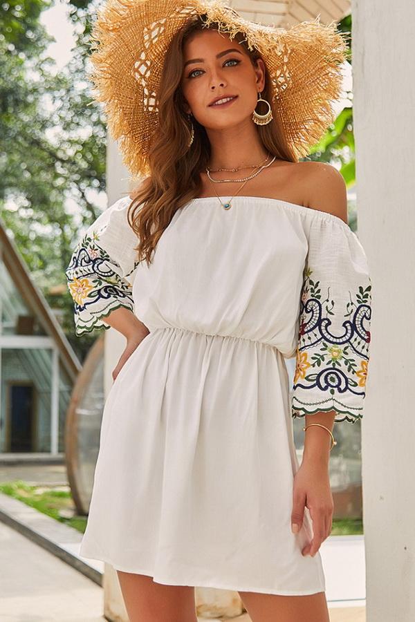 Off The Shoulder Half Sleeve Dress