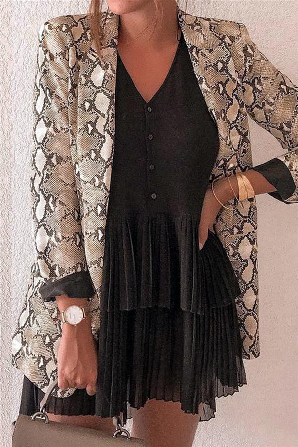 Open Front Snake Print Blazer